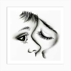 Mother And Daughter Kissing Art Print