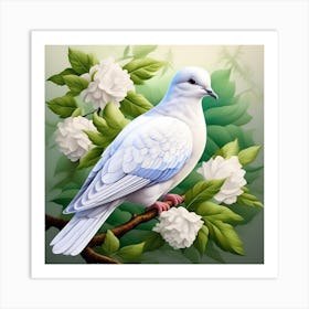 White Dove On A Branch Art Print