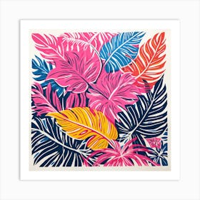 Tropical Leaves Light Background Art Print