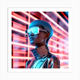 Futuristic Woman In Futuristic Outfit Art Print