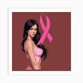 Women Breast Cancer Awareness background with brassiere Calligraphy in Pink Ribbon international symbol for month October suitable for clipart and poster and wall art (5)F Art Print