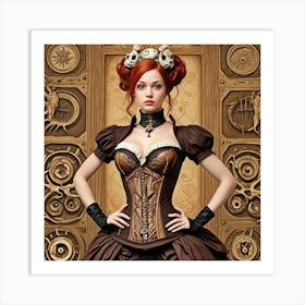 Steampunk Women's Fashion Movie Attire Cubism Style Art Print