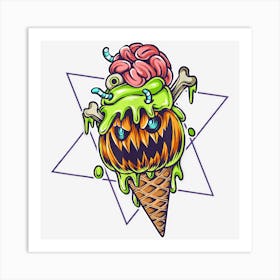 Halloween Pumpkin Ice Cream Scary Art Print