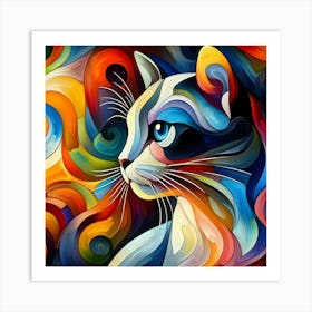 Colorful Cat Painting 4 Art Print