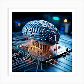 A Three Dimensional Cybernetic Human Brain With Electric Lines Running Through Functioning As A Ne (7) Art Print