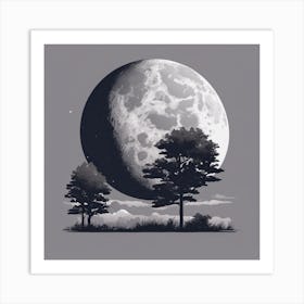 Moon And Trees Art Print