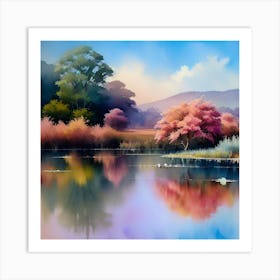 Lake With Trees Art Print