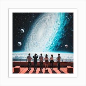 Group Of People Looking At Space Art Print