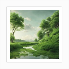 Green Landscape Art Print