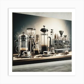 Ultimate Coffee Bar Wall Print Art A Chic And Detailed Scene Of A Perfect Coffee Brewing Setup, Ideal For Inspiring Coffee Enthusiasts And Enhancing Any Space Art Print