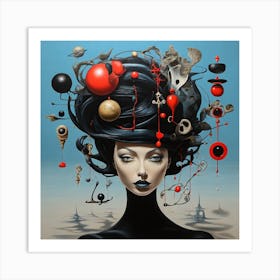 'The Woman With A Head Full Of Balls' Art Print