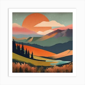 Sunset In The Mountains 63 Art Print