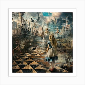 Reflections of Fantasy: A Dreamer's Vision in the Wonderland Chronicles Art Print