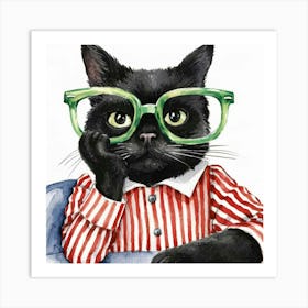 Cat In Glasses Art Print