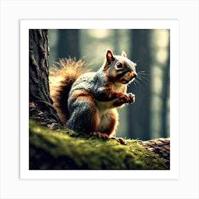 Squirrel In The Forest 254 Art Print