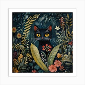 Black Cat In The Forest Art Print