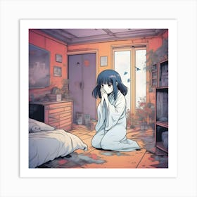 Anime Girl In A Room 2 Art Print