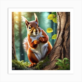 Red Squirrel In The Forest 70 Art Print