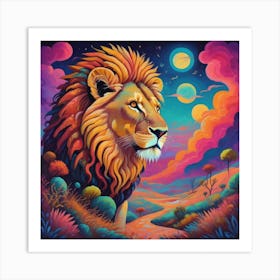 Lion In The Night Sky Art Print