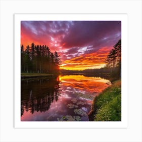 Sunset Over A Lake 6 Art Print