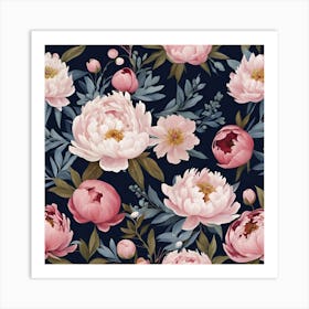 Pink Peonies Wallpaper Art Print