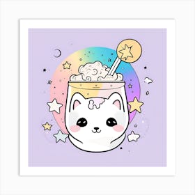 Kawaii Cat cup Art Print