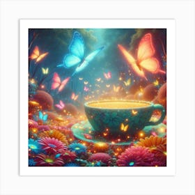 Teacup With Butterflies Art Print