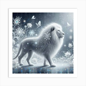 White Lion In The Snow Art Print