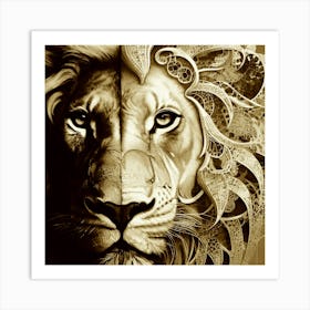 Lion And Eagle Art Print