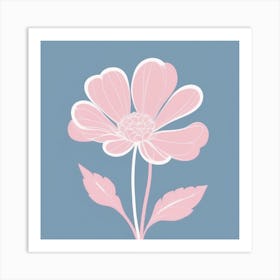 A White And Pink Flower In Minimalist Style Square Composition 670 Art Print