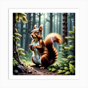 Squirrel In The Forest 298 Art Print