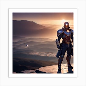 Destiny Character Standing On Top Of A Mountain Art Print