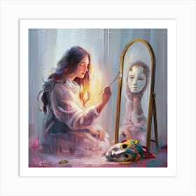 Girl In A Mirror Art Print