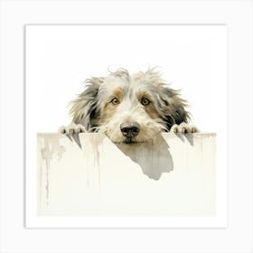 Dog Peeking Over The Wall 6 Art Print