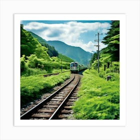 Rail Nature Train Transportation Japan Mountain Way Garden Summer Background Tour Tourism (3) Art Print