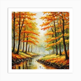 Forest In Autumn In Minimalist Style Square Composition 53 Art Print