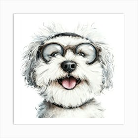 Dog With Glasses 65 Art Print