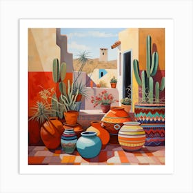 Pots And Cactus Art Print