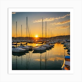 Sunset At The Marina Art Print