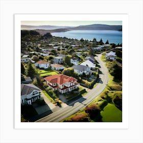 Community City Road Aerial Street Town Suburbia Puget Sound Commute Architecture Car Dron (3) Art Print