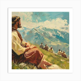 Jesus In The Mountains Art Print