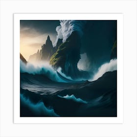 Boat In The Furious Ocean (18) Art Print