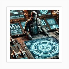 A Close Up Detailed Futuristic Scene Showing The Overseer Of War Art Print