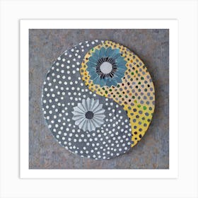 Firefly Beautiful Modern Intricate Floral Yin And Yang Mosaic Mandala Pattern In Gray, And Vibrant T (2) Art Print