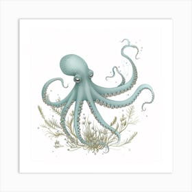 Watercolour Storybook Style Octopus 4 Art Print