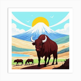 Cows On A Mountain Art Print