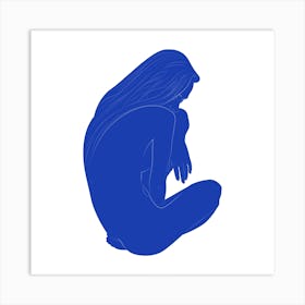 T14 Blue Nude Square Art Print