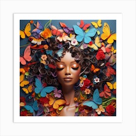 Woman with butterflies Art Print