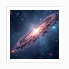 Quantum Computer Glowing Against A Serene Watercolor Galaxy Art Print