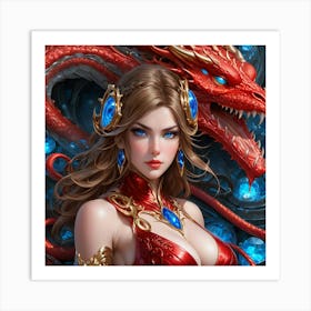 Woman With A Dragon ds Art Print